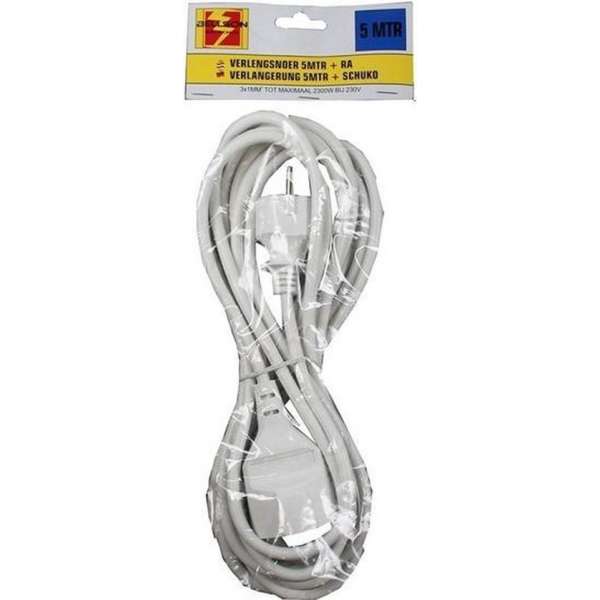Verlengsnoer/kabel 5 meter voor binnen - randaarde