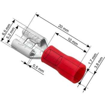 Vlakstekker Rood - Insteekbreedte 5.2-6.5 mm Insteekdikte 0.5 mm - 100 Stuks
