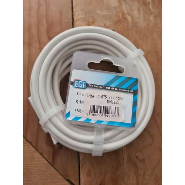 EGT kabel 3.075 wit rond 5m EGT kabel 3.075 wit rond 5m