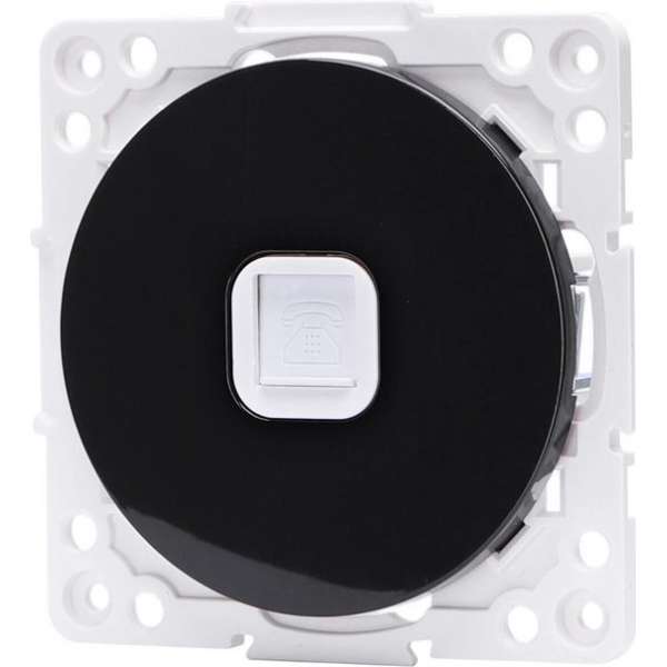 Telefoon Stopcontact - Wandcontactdoos - Igory Jura - Inbouw - Rond - Kunststof - 1-voudig RJ11 - Zwart Telefoon Stopcontact - Wandcontactdoos - Igory Jura - Inbouw - Rond - Kunststof - 1-voudig RJ11 - Zwart