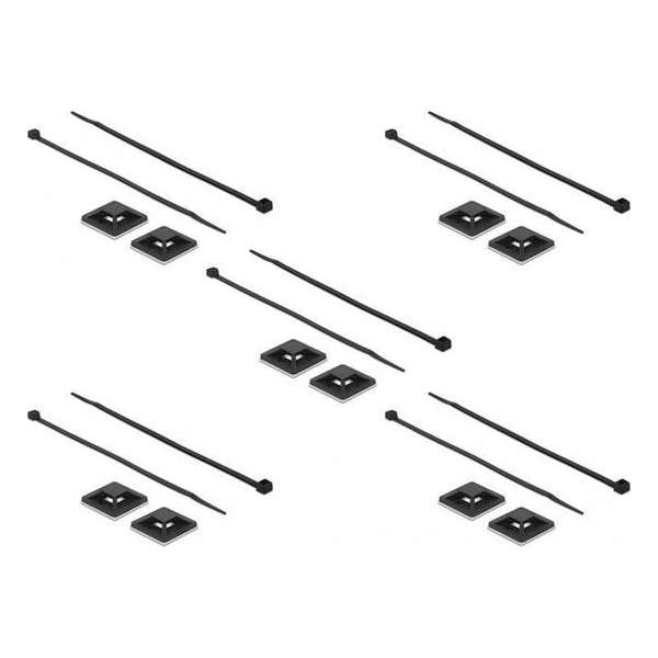 DeLOCK Tie-wraps 200 x 4,8mm (10 stuks) met zelfklevende houders (10 stuks) / zwart DeLOCK Tie-wraps 200 x 4,8mm (10 stuks) met zelfklevende houders (10 stuks) / zwart