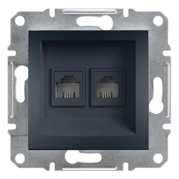 Schneider Electric Asfora serie - Dubbele RJ11 Telefoonsnoer Aansluiting Wandcontactdoos - ANTRACIET Schneider Electric Asfora serie - Dubbele RJ11 Telefoonsnoer Aansluiting Wandcontactdoos - ANTRACIET