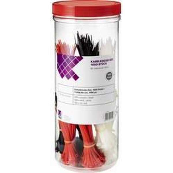 TRU COMPONENTS 1570089 Assortiment kabelbinders 100 mm 2.50 mm Zwart, Rood, Natuur 1000 stuk(s) TRU COMPONENTS 1570089 Assortiment kabelbinders 100 mm 2.50 mm Zwart, Rood, Natuur 1000 stuk(s)