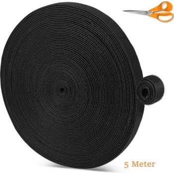 Klittenband rol Rol 5M x 1CM | Kabel Organiser | Kabel Management | Kabelbinders Klittenband | Kabelclips | Kabeldoorvoer