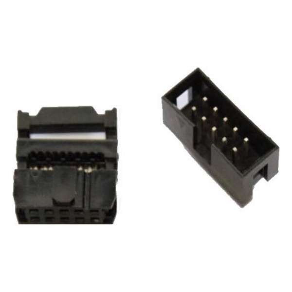 IDC set connector voor flat cable 10 pins | Met trekonlasting | Rastermaat: 2.54 mm | Totaal aantal polen: 10 | Aantal rijen: 2 IDC set connector voor flat cable 10 pins | Met trekonlasting | Rastermaat: 2.54 mm | Totaal aantal polen: 10 | Aantal rijen: 2