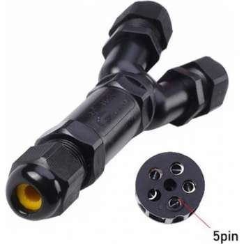 Waterdichte Y-vorm kabelverbinder connector - 5-polig - 230V - IP67