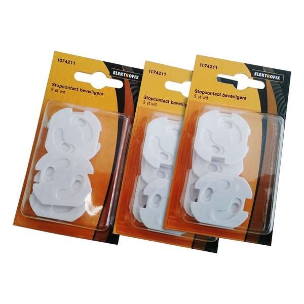 Elektrofix 3-pack stopcontact beveiliger totaal 15 stuks Elektrofix 3-pack stopcontact beveiliger totaal 15 stuks