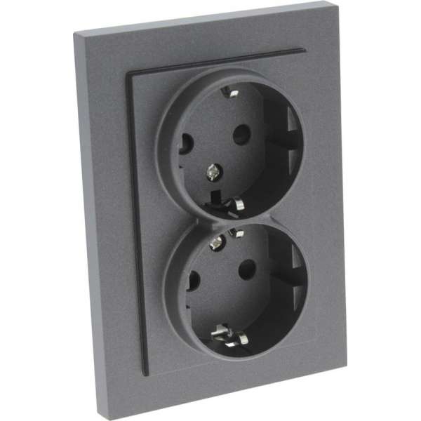 Q-Link S–Line contactdoos – 2–voudig – randaarde – antraciet Q-Link S–Line contactdoos – 2–voudig – randaarde – antraciet