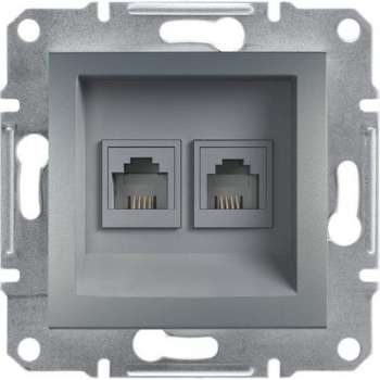 Schneider Electric Asfora serie -  Dubbele RJ11 Telefoonsnoer Aansluiting Wandcontactdoos -GRIJS