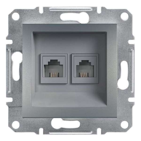 Schneider Electric Asfora serie - Dubbele RJ11 Telefoonsnoer Aansluiting Wandcontactdoos -GRIJS Schneider Electric Asfora serie - Dubbele RJ11 Telefoonsnoer Aansluiting Wandcontactdoos -GRIJS