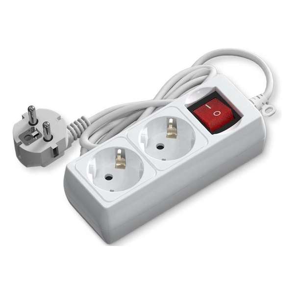 Verlengsnoer met Schakelaar - Aigi Antris - 3680W - 2 Stopcontacten - 1.5 Meter - Wit | Nederland - BSE Verlengsnoer met Schakelaar - Aigi Antris - 3680W - 2 Stopcontacten - 1.5 Meter - Wit | Nederland - BSE