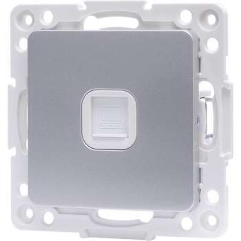 UTP RJ45 Stopcontact - Wandcontactdoos - Igan Jura - Inbouw - Vierkant - Kunststof - 1-voudig UTP CAT6 - Zilver
