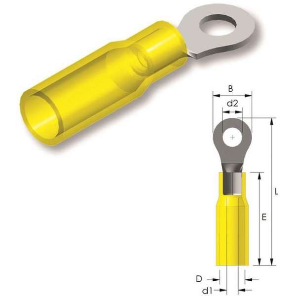 Krimp ringtong M10 Geel 5st - Kabelschoen - AMP connector Krimp ringtong M10 Geel 5st - Kabelschoen - AMP connector