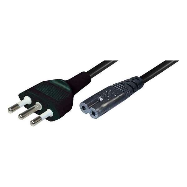 Transmedia Italië stroomkabel met C7 plug - zwart - 1,8 meter Transmedia Italië stroomkabel met C7 plug - zwart - 1,8 meter