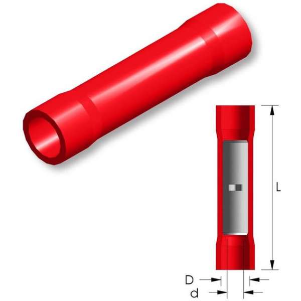 PVC doorverbinder Rood 5st - Kabelschoen - AMP connector PVC doorverbinder Rood 5st - Kabelschoen - AMP connector