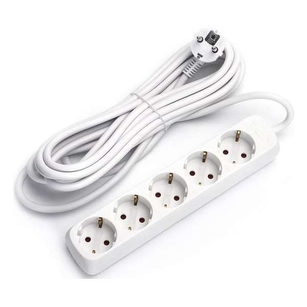 Verlengsnoer - Aigi Synci - 3680W - 5 Stopcontacten - 5 Meter - Wit | Nederland Verlengsnoer - Aigi Synci - 3680W - 5 Stopcontacten - 5 Meter - Wit | Nederland
