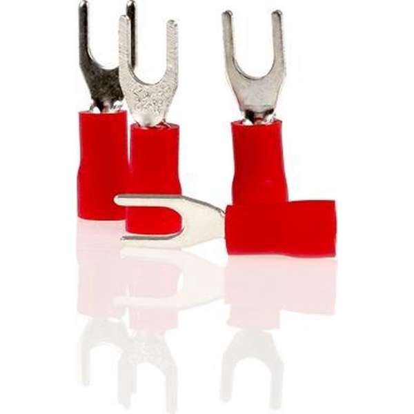 Alca Kabelschoentjes - Rood - Vork 4,3 mm - 10 stuks Alca Kabelschoentjes - Rood - Vork 4,3 mm - 10 stuks