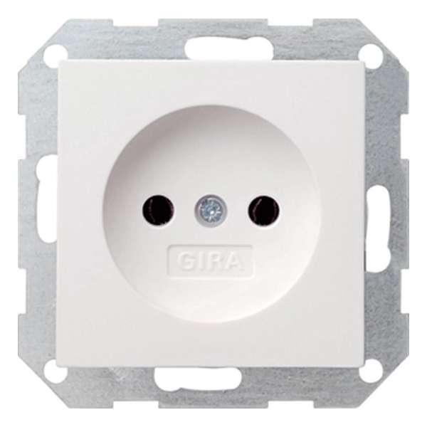 Gira - Wandcontactdoos zonder Randaarde Wit Glanzend Gira - Wandcontactdoos zonder Randaarde Wit Glanzend