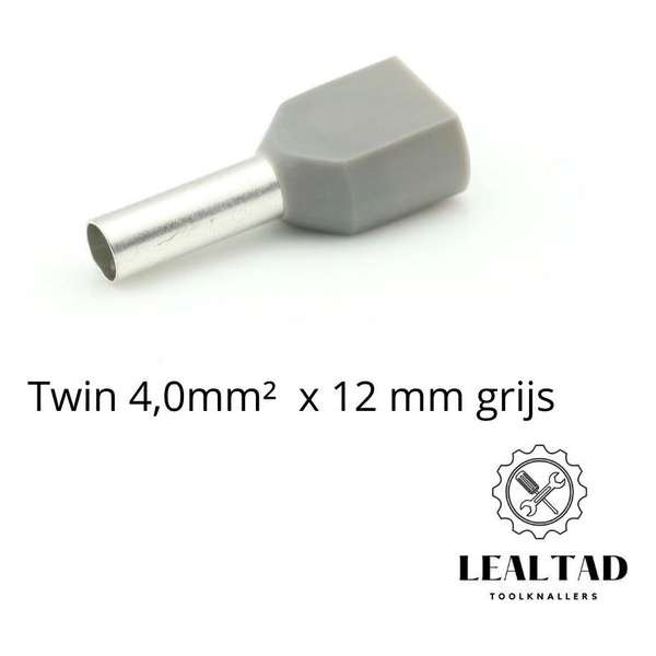 Adereindhuls dubbel 4,0 mm² x 12 mm grijs 100 stuks | Ferrule | Draadhuls | Adereindhulzen | Eindverbinder Adereindhuls dubbel 4,0 mm² x 12 mm grijs 100 stuks | Ferrule | Draadhuls | Adereindhulzen | Eindverbinder