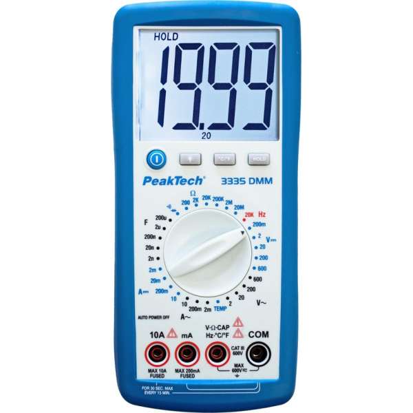 Peaktech 3335: Digitale multimeter ~ 2.000 counts ~ 600V AC / DC ~ 10A AC / DC - manu.-bereik Peaktech 3335: Digitale multimeter ~ 2.000 counts ~ 600V AC / DC ~ 10A AC / DC - manu.-bereik