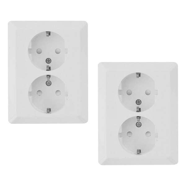 Olympic stopcontact wandcontactdoos inbouw | dubbel | randaarde wit | 2 STUKS Olympic stopcontact wandcontactdoos inbouw | dubbel | randaarde wit | 2 STUKS