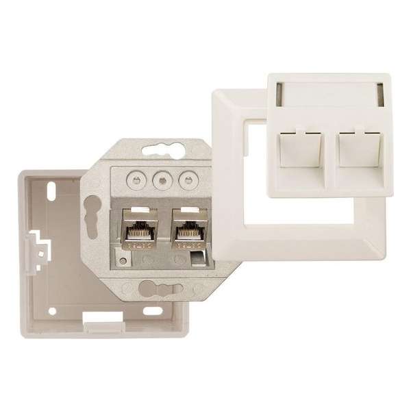 Hirschmann - IDC 1000M2 SHOP - Data wandcontactdoos 2x RJ 45, inbouw/opbouw, wit Hirschmann - IDC 1000M2 SHOP - Data wandcontactdoos 2x RJ 45, inbouw/opbouw, wit