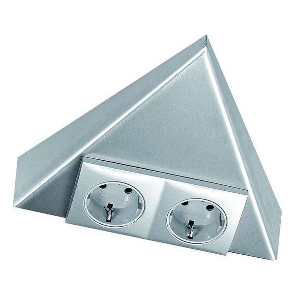 Hera Triangle dubbele contactdoos/stopcontact. Inox Hera Triangle dubbele contactdoos/stopcontact. Inox