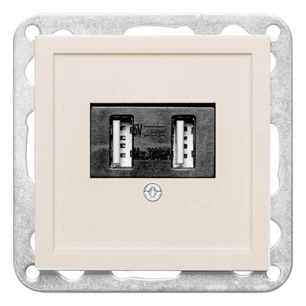 Contactdoos – inbouw – USB – 2–voudig – 5V – 3.1A – geschikt voor Gira System 55 – crème Contactdoos – inbouw – USB – 2–voudig – 5V – 3.1A – geschikt voor Gira System 55 – crème