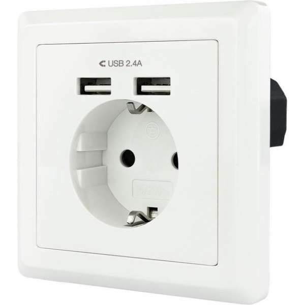 Nanocable 10.35.0010 wandcontactdoos CEE 7/3 + USB Wit - Stopcontact - USB Stopcontact Nanocable 10.35.0010 wandcontactdoos CEE 7/3 + USB Wit - Stopcontact - USB Stopcontact