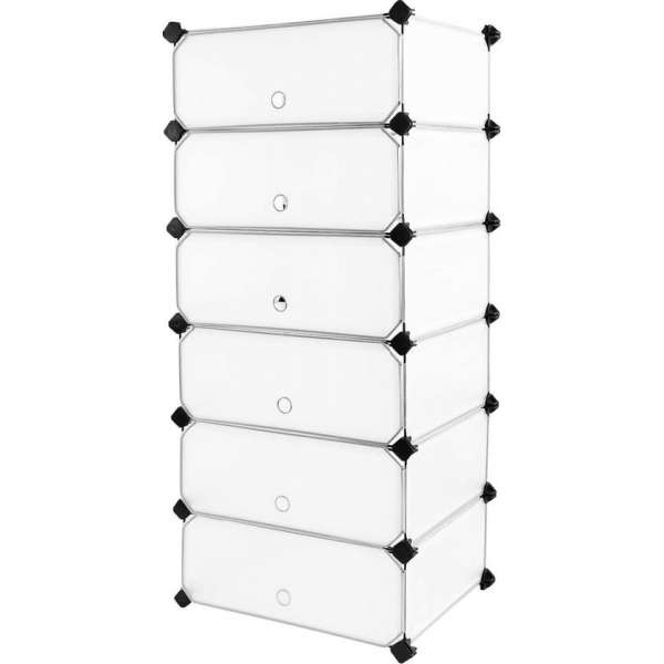 Nancy's Colchester Opbergrek - Schoenenrek - 6 Vakken - 43 x 31 x 105 cm - Wit Transparant - Kunststof Nancy's Colchester Opbergrek - Schoenenrek - 6 Vakken - 43 x 31 x 105 cm - Wit Transparant - Kunststof
