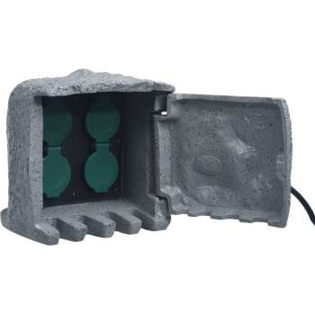 vidaXL Buitenstopcontact 4 ingangen waterbestendig grijs