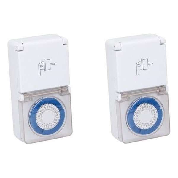 2x Grundig mechanische timer/tijdklok/tijdschakelaar met afdekklepje 2x Grundig mechanische timer/tijdklok/tijdschakelaar met afdekklepje