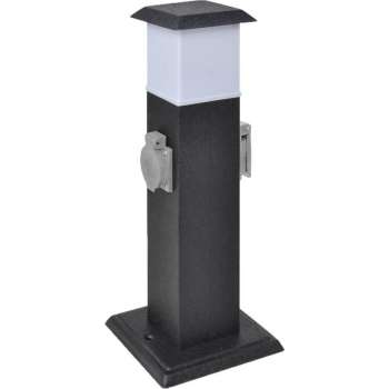 Buitenstopcontact op zuil - Zwart - Met lamp - 15,5 x 15,5 x 40,5 cm