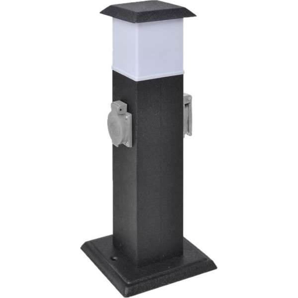 Buitenstopcontact op zuil - Zwart - Met lamp - 15,5 x 15,5 x 40,5 cm Buitenstopcontact op zuil - Zwart - Met lamp - 15,5 x 15,5 x 40,5 cm