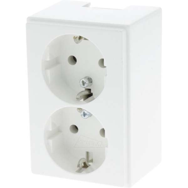Attema P25 contactdoos – 2–voudig – randaarde – polarwit Attema P25 contactdoos – 2–voudig – randaarde – polarwit