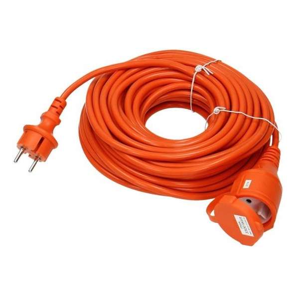 Verlengsnoer - 10 meter - 1.5mm² - IP44 Spatwaterdicht - Verlengsnoer 10 meter oranje Verlengsnoer - 10 meter - 1.5mm² - IP44 Spatwaterdicht - Verlengsnoer 10 meter oranje