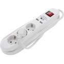 Q-Link Stekkerdoos met USB-Poorten – 3 Stekkers – Verlengkabel met Schakelaar – 2 x USB – 1.5 meter – Randaarde - Wit