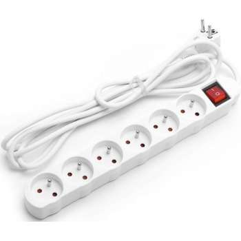 Verlengsnoer met Schakelaar - Igia Anzim - 2300W - 6 Stopcontacten - 1.5 Meter - Wit | België