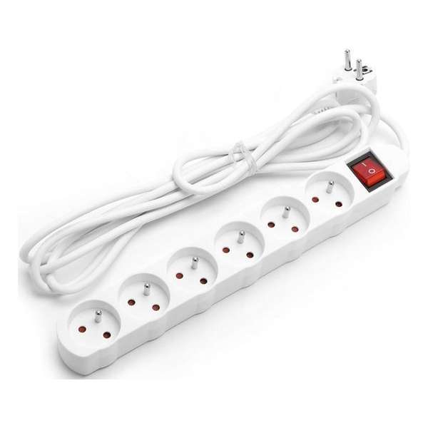Verlengsnoer met Schakelaar - Igia Anzim - 2300W - 6 Stopcontacten - 1.5 Meter - Wit | België Verlengsnoer met Schakelaar - Igia Anzim - 2300W - 6 Stopcontacten - 1.5 Meter - Wit | België