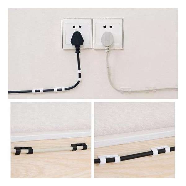 Kabel clips - 2 x 20 stuks - zelfklevend - kabel houders - wit - kabel organizer