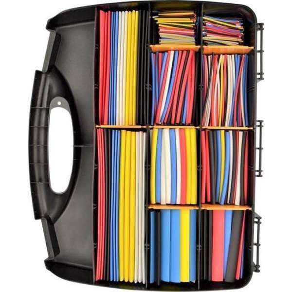 Krimpkous - 2:1 assortiment box 590 stuks - kleuren mix Krimpkous - 2:1 assortiment box 590 stuks - kleuren mix