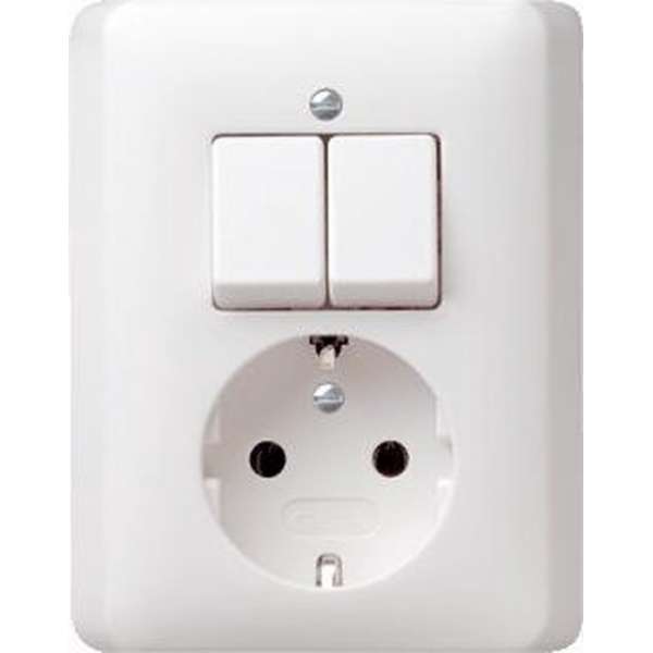 Gira combinatie schakelaar/wandcontactdoos met randaarde 16A 250V 55 wit glans Gira combinatie schakelaar/wandcontactdoos met randaarde 16A 250V 55 wit glans