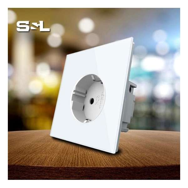 S&L inbouw stopcontact met Glas Inbouw wandcontactdoos kleur wit S&L inbouw stopcontact met Glas Inbouw wandcontactdoos kleur wit
