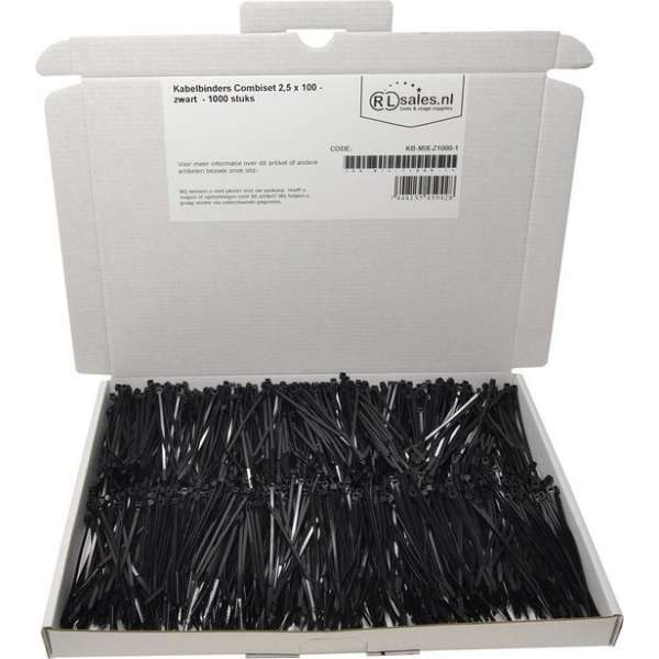 Kabelbinders Combiset 2,5 x 100 - zwart - 1000 stuks Kabelbinders Combiset 2,5 x 100 - zwart - 1000 stuks