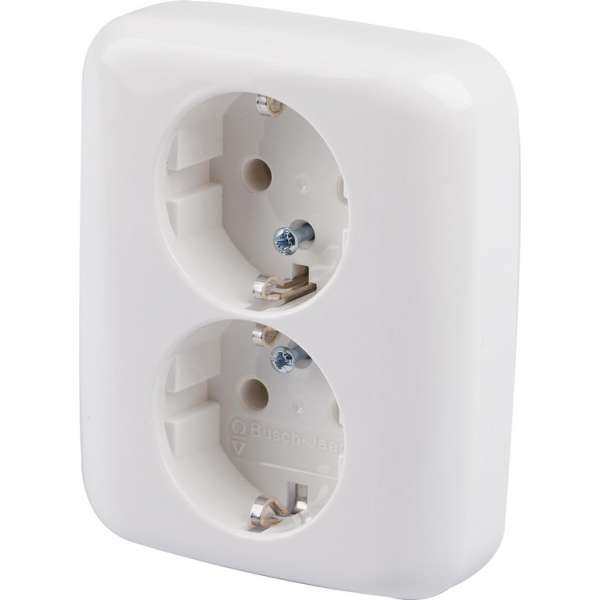 Wandcontactdoos SI 2-voudig met randaarde inbouw wit Wandcontactdoos SI 2-voudig met randaarde inbouw wit