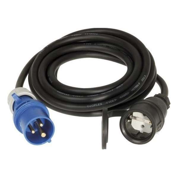 CEE stekker naar schuko contrastekker kabel 1.5m zwart CEE stekker naar schuko contrastekker kabel 1.5m zwart