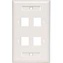 Tripp-Lite N042-001-04-WH 4-Port Quad Outlet RJ45 Universal Keystone Face Plate / Wall Plate, White, TAA TrippLite