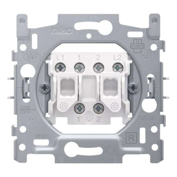 NIKO serie drukcontact/impulsdrukker | 170-05000 | 2 maakcontacten | inbouw NIKO serie drukcontact/impulsdrukker | 170-05000 | 2 maakcontacten | inbouw
