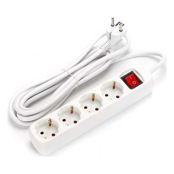 Verlengsnoer met Schakelaar - Aigi Antris - 3680W - 4 Stopcontacten - 3 Meter - Wit | Nederland - BES LED Verlengsnoer met Schakelaar - Aigi Antris - 3680W - 4 Stopcontacten - 3 Meter - Wit | Nederland - BES LED