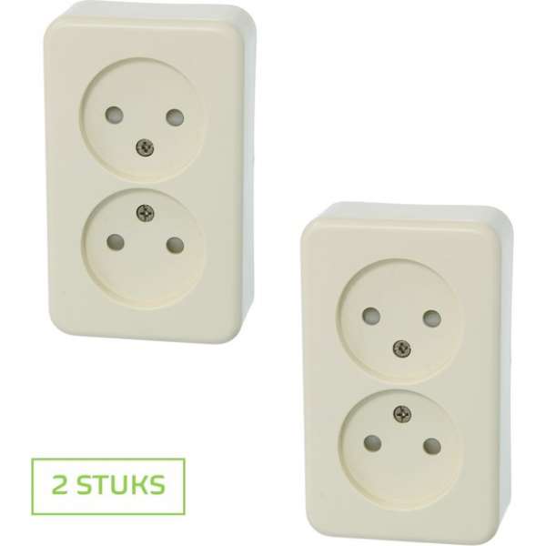 GAMMA dubbel stopcontact | serie Andes | opbouw| zonder randaarde | kinderbeveiliging | creme | DUOPACK 2 STUKS GAMMA dubbel stopcontact | serie Andes | opbouw| zonder randaarde | kinderbeveiliging | creme | DUOPACK 2 STUKS